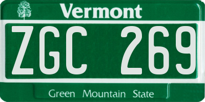 VT license plate ZGC269