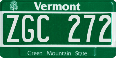 VT license plate ZGC272