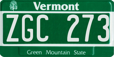 VT license plate ZGC273