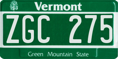 VT license plate ZGC275