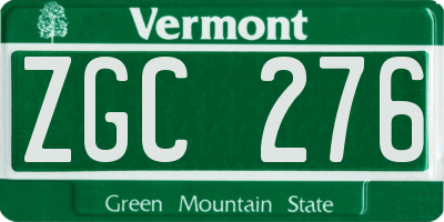 VT license plate ZGC276
