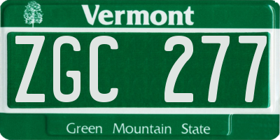 VT license plate ZGC277