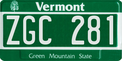 VT license plate ZGC281