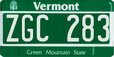 VT license plate ZGC283
