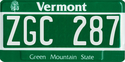 VT license plate ZGC287