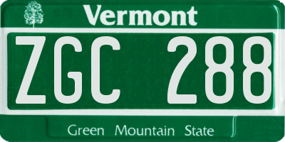 VT license plate ZGC288