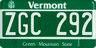 VT license plate ZGC292