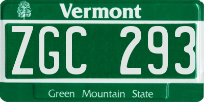 VT license plate ZGC293