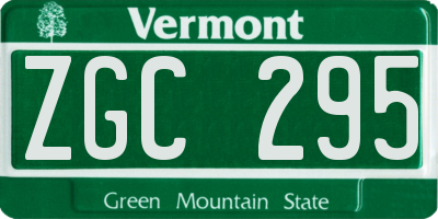 VT license plate ZGC295