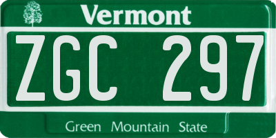 VT license plate ZGC297