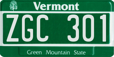 VT license plate ZGC301