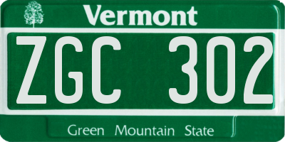 VT license plate ZGC302