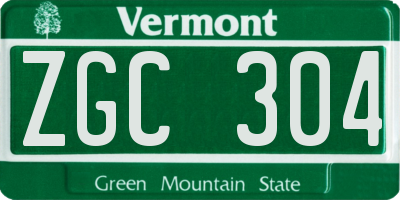 VT license plate ZGC304