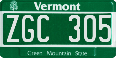VT license plate ZGC305
