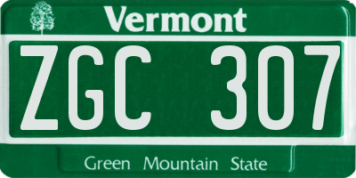 VT license plate ZGC307
