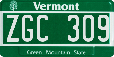 VT license plate ZGC309