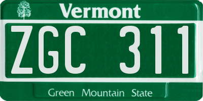 VT license plate ZGC311