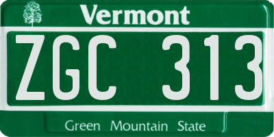 VT license plate ZGC313