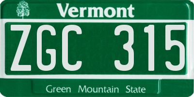 VT license plate ZGC315