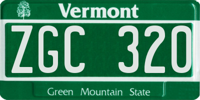 VT license plate ZGC320