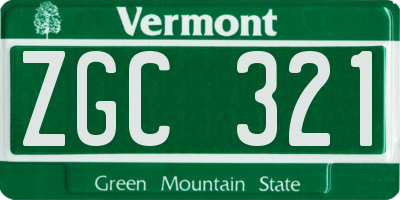 VT license plate ZGC321