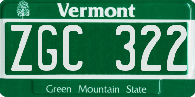 VT license plate ZGC322