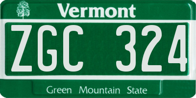 VT license plate ZGC324