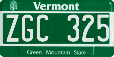 VT license plate ZGC325