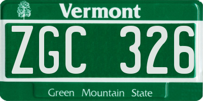 VT license plate ZGC326