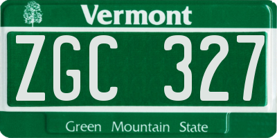 VT license plate ZGC327