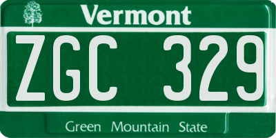 VT license plate ZGC329