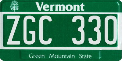VT license plate ZGC330