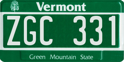 VT license plate ZGC331