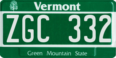 VT license plate ZGC332