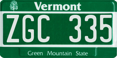 VT license plate ZGC335