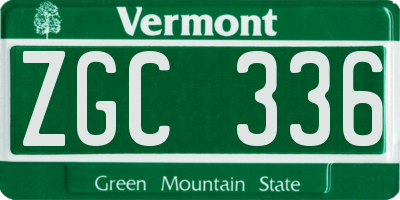 VT license plate ZGC336