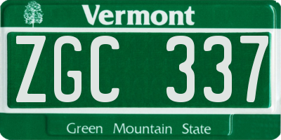 VT license plate ZGC337