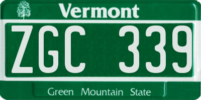 VT license plate ZGC339