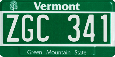 VT license plate ZGC341