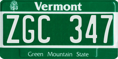 VT license plate ZGC347