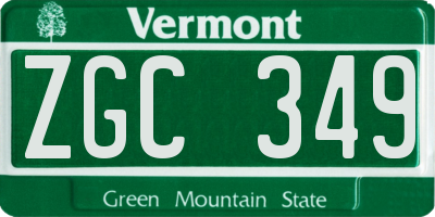 VT license plate ZGC349