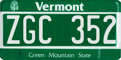 VT license plate ZGC352