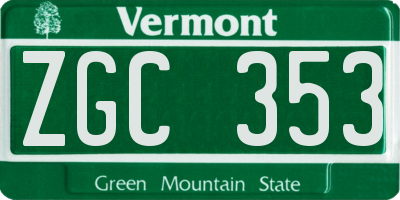 VT license plate ZGC353