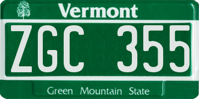 VT license plate ZGC355