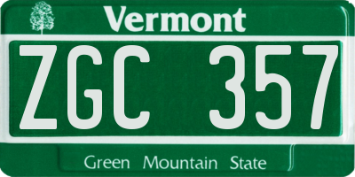 VT license plate ZGC357