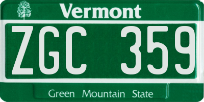 VT license plate ZGC359