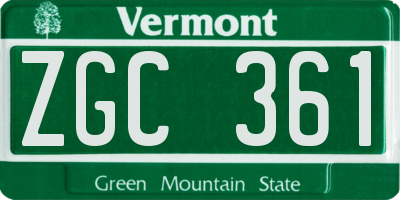 VT license plate ZGC361