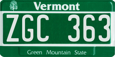 VT license plate ZGC363