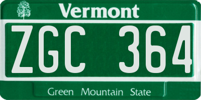 VT license plate ZGC364
