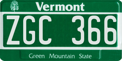 VT license plate ZGC366